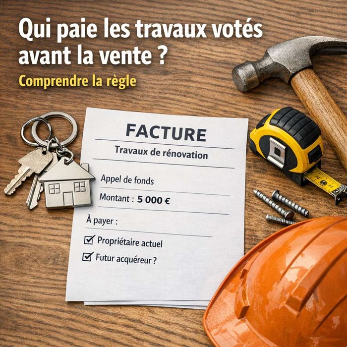 Qui paie les travaux votés avant la vente ? Guide clair